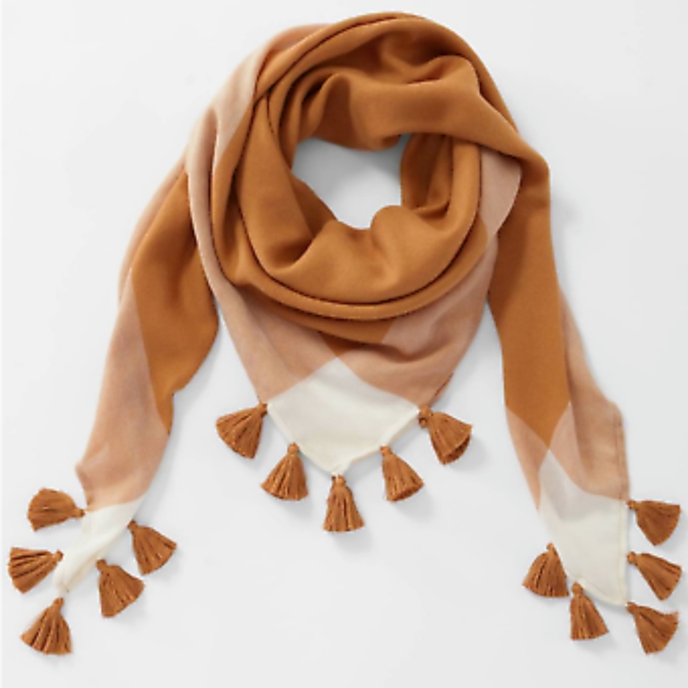 J.Jill ~ NEW Excellent Lightweight Tasseled Square Scarf ~ NWT